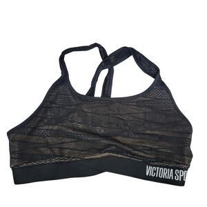 Victoria Sport Racerback SPorts Bra Black Tan Women's Large